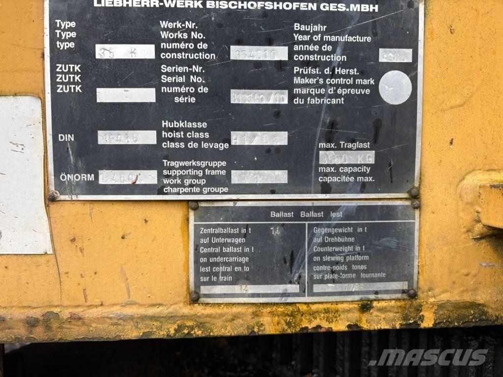 Liebherr 35 K Grúas torre