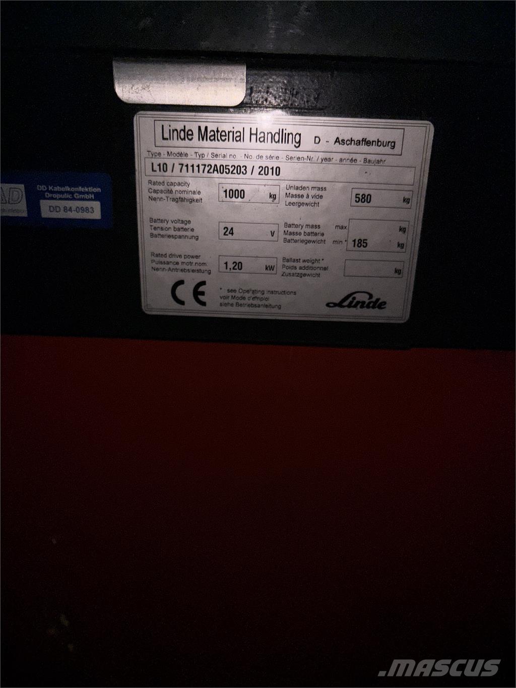 Linde L10 defekt Apiladores eléctricos autopropulsados