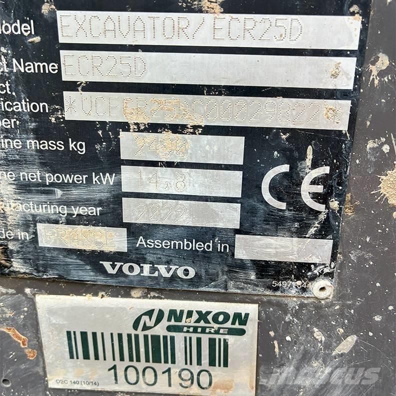 Volvo ECR25D Mini excavadoras < 7t