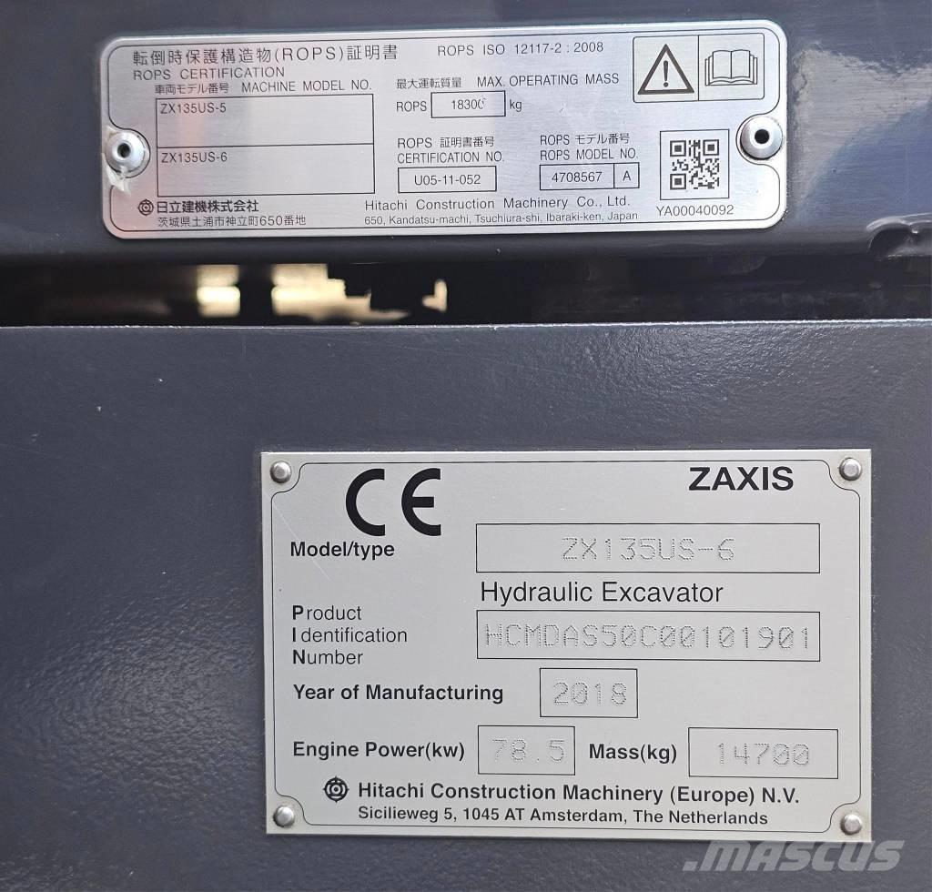 Hitachi ZX 135 US-6 Excavadoras de cadenas