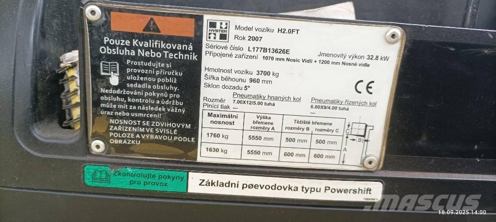 Hyster H2.0FT Carretillas LPG