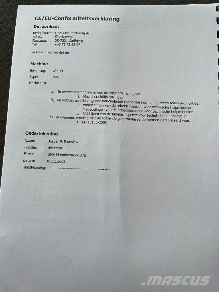  Winlet 350 SOLD Minigrúas