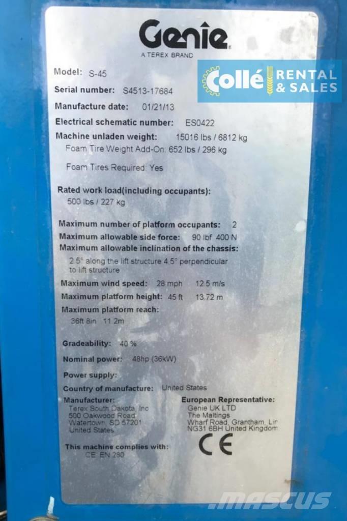 Genie S-45 | 2013 Plataformas de trabajo telescópica