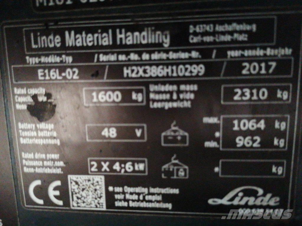 Linde E16L-02 Carretillas de horquilla eléctrica