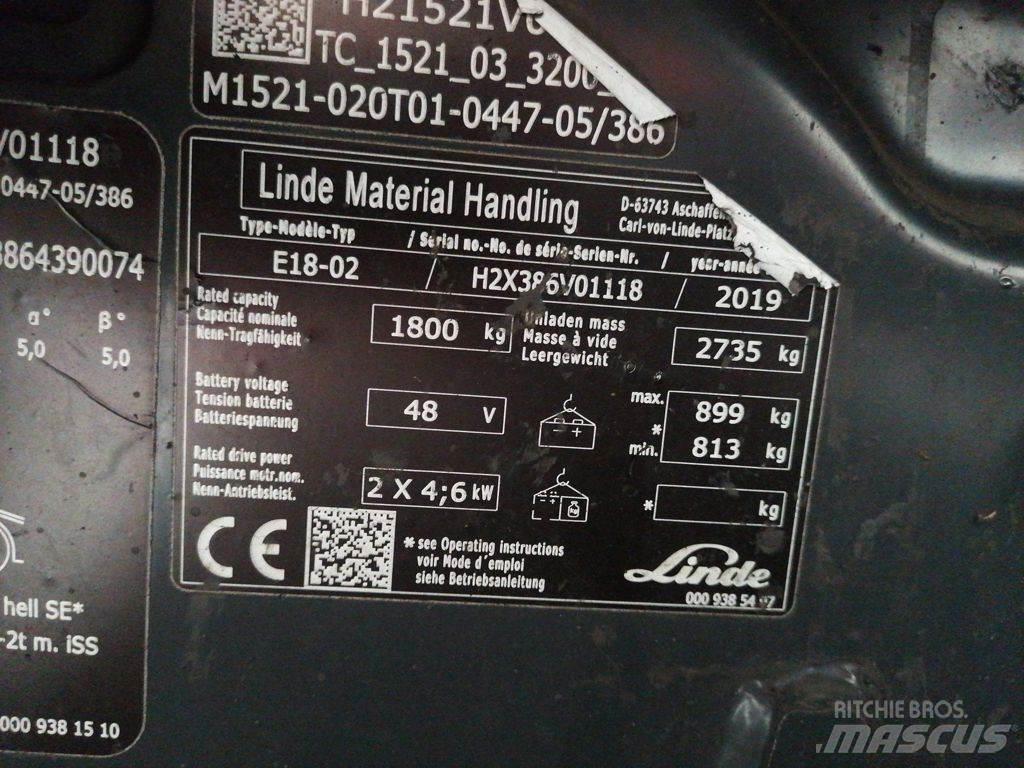 Linde E18-02 Carretillas de horquilla eléctrica