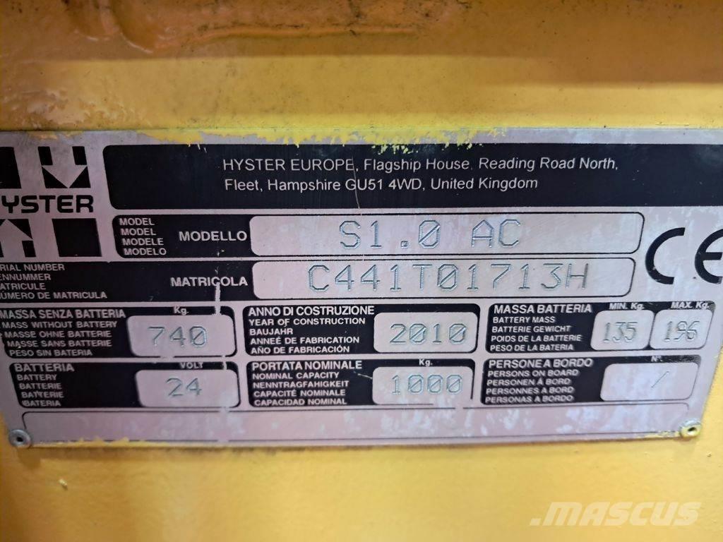 Hyster S1.0 AC Apiladores eléctricos