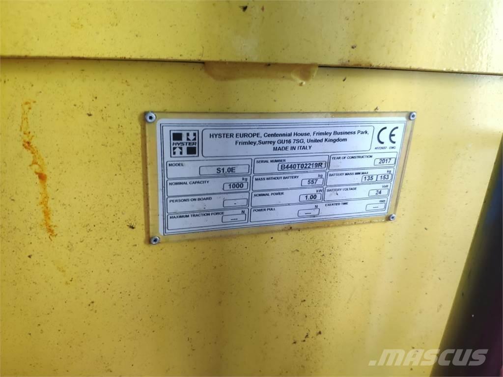 Hyster S1.0E Apiladores eléctricos