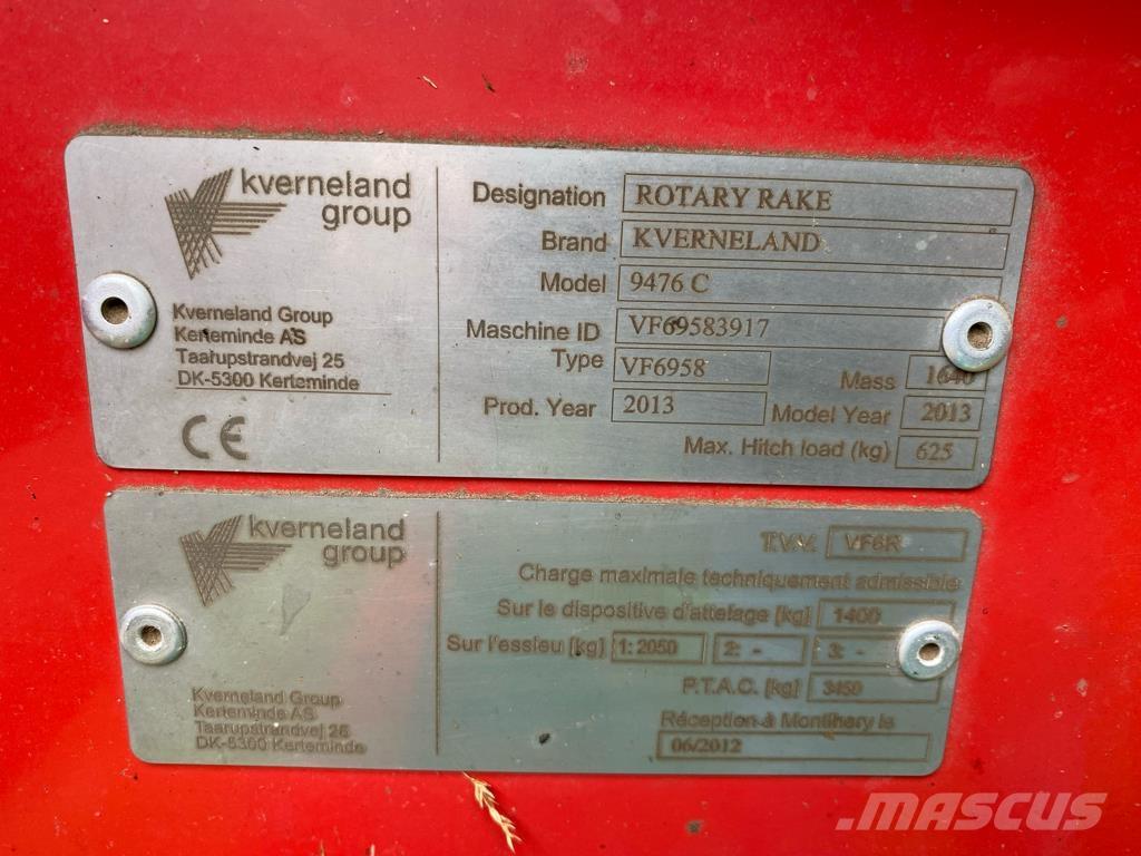 Kverneland 9476 c Segadoras hileradoras