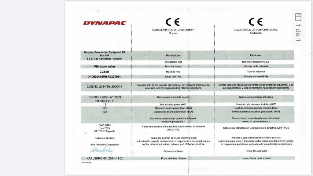 Dynapac CC 800 Plus Rodillos de doble tambor