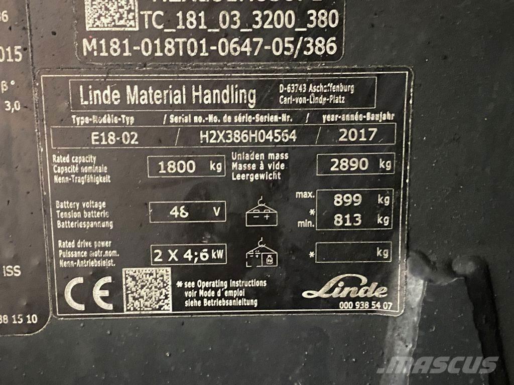 Linde E18-02 Carretillas de horquilla eléctrica
