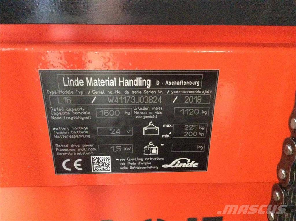 Linde L16 Apiladores eléctricos autopropulsados