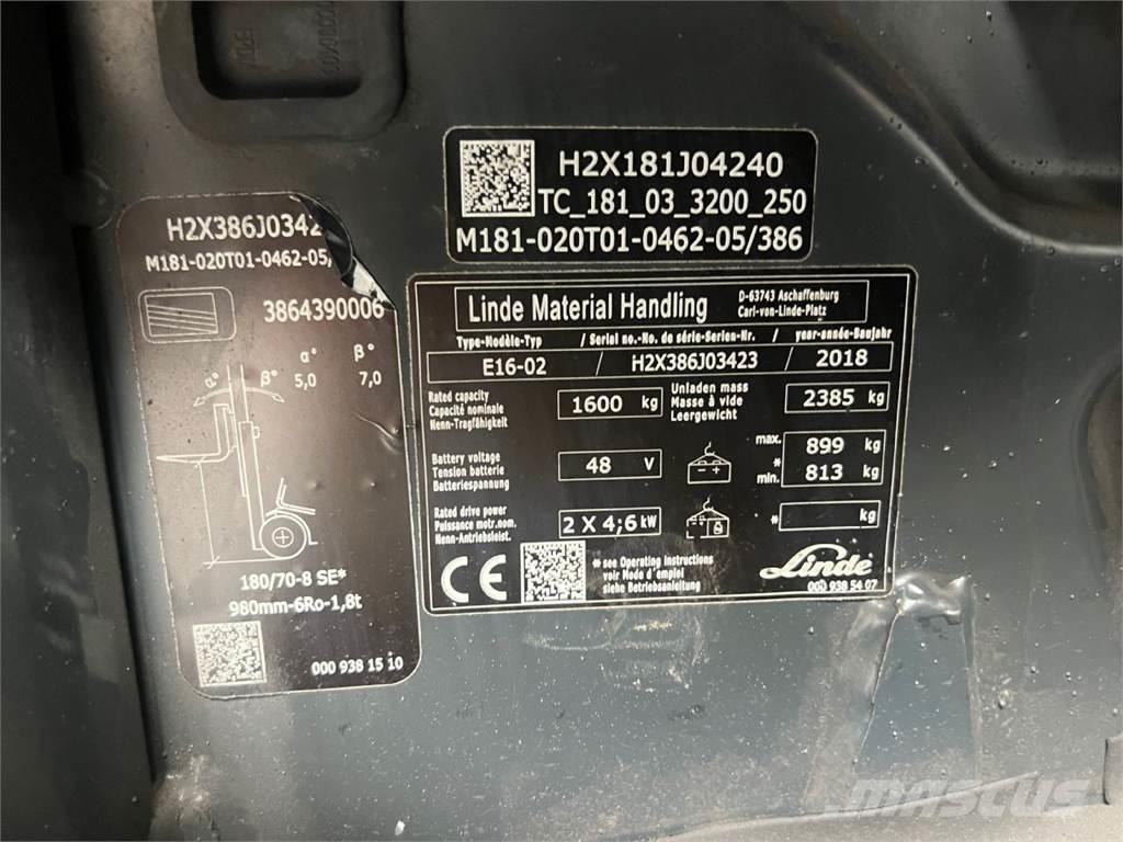Linde E16 Carretillas de horquilla eléctrica
