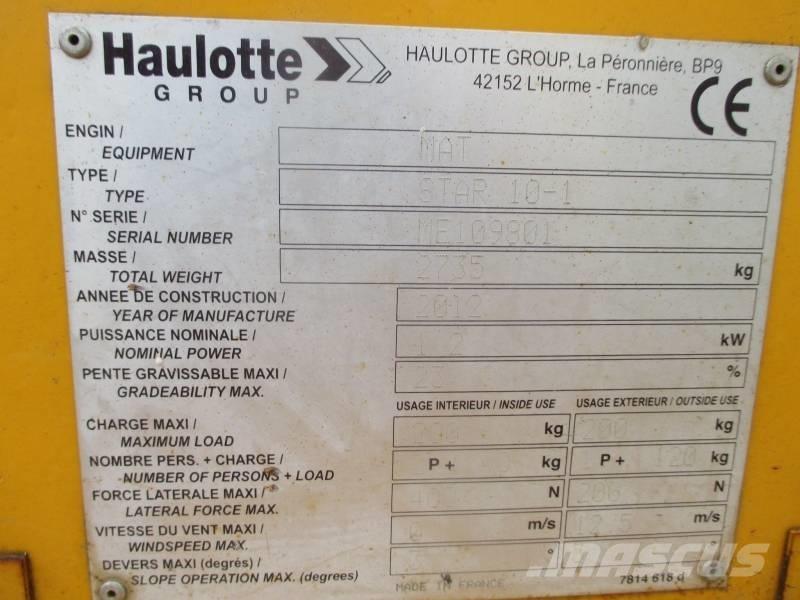 Haulotte Star 10 Ascensores de personal y montacargas de acceso