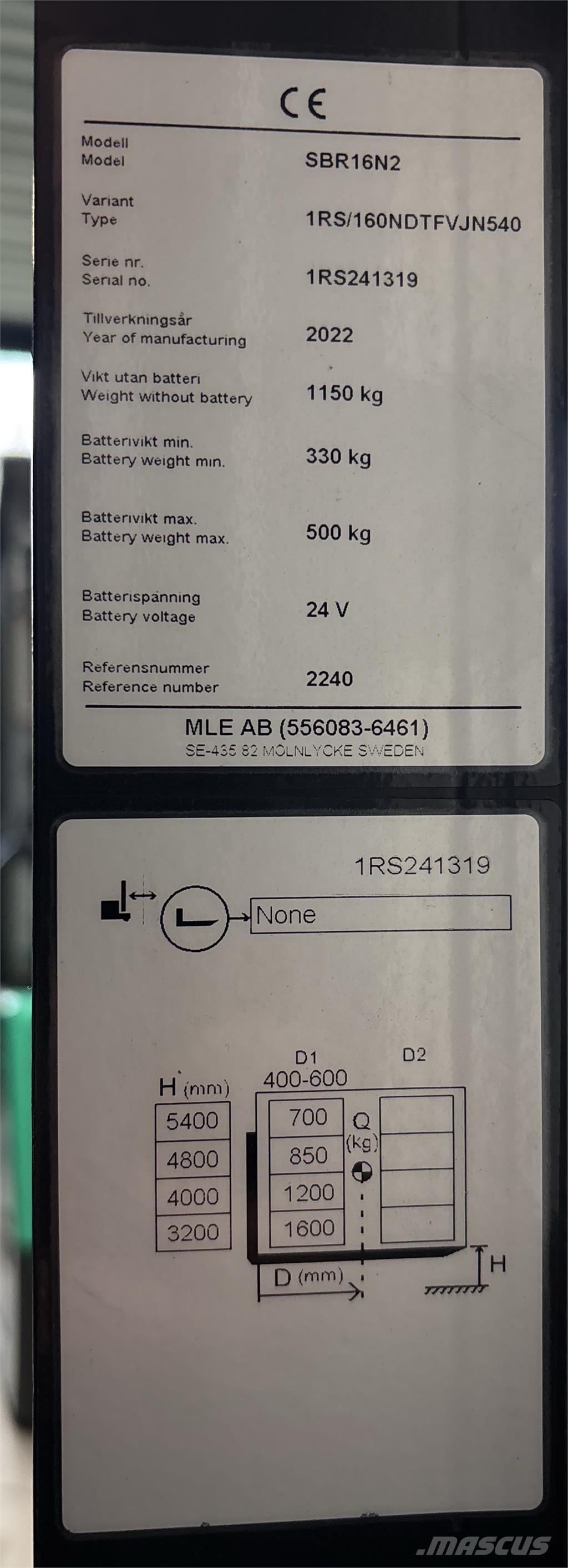 Mitsubishi SBR16N2 Apiladores eléctricos autopropulsados