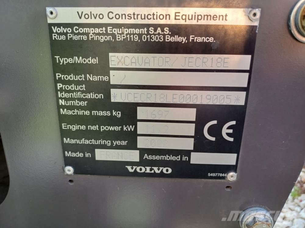 Volvo JECR18E Mini excavadoras < 7t