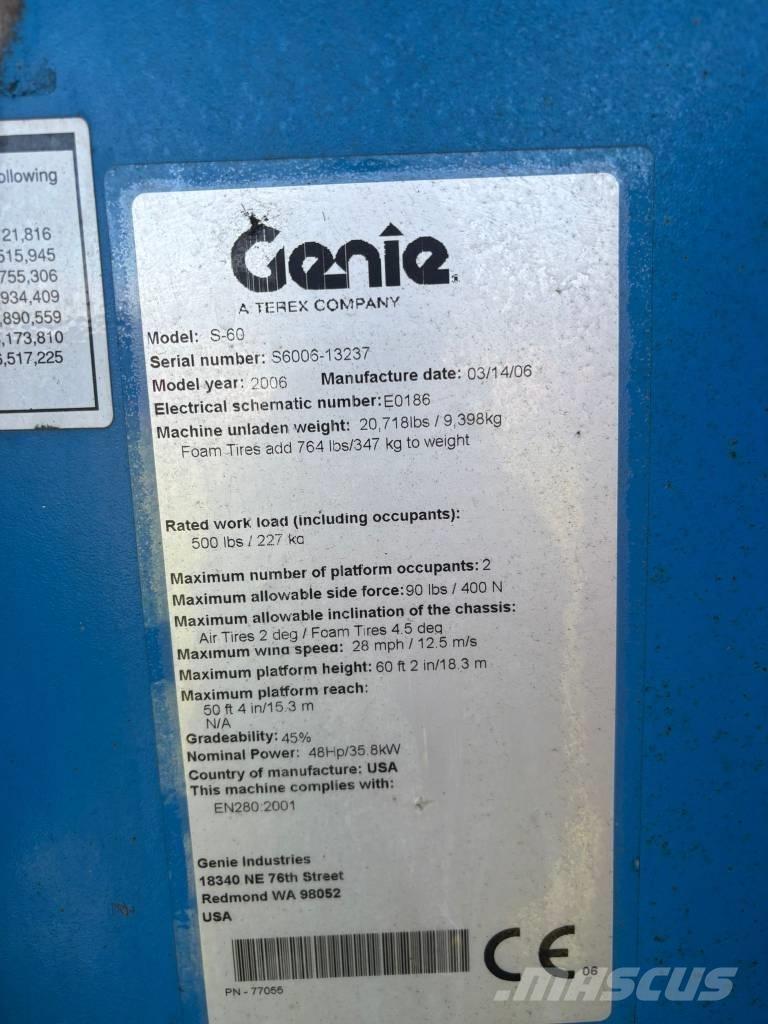 Genie S 60 Plataformas de trabajo telescópica