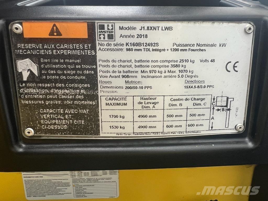 Hyster J 1.8 XNT Carretillas de horquilla eléctrica