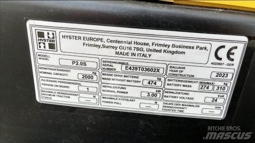 Hyster P 2.0 S Transpaletas Electricas