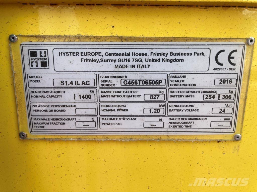 Hyster S 1.4 IL Apiladores eléctricos