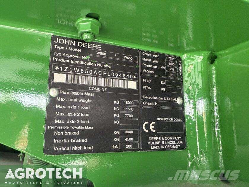 John Deere W650 Tractores