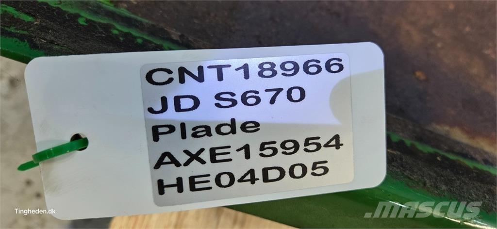 John Deere S670 Accesorios para cosechadoras combinadas