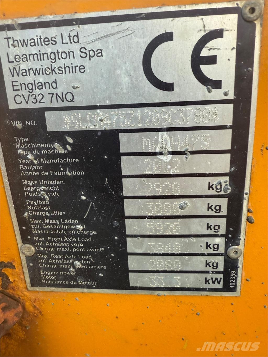 Thwaites 3 tons Dúmpers de obra