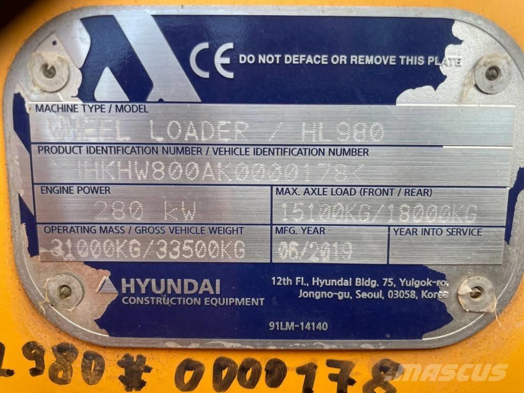 Hyundai HL 980 Cargadoras sobre ruedas