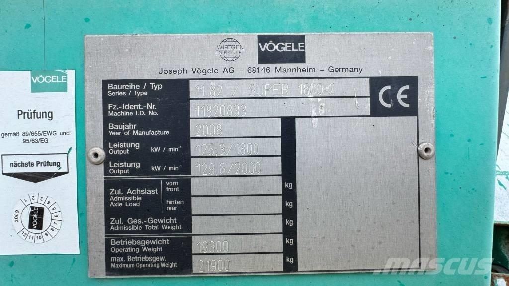 Vögele Super 1800-2 Asfaltadoras