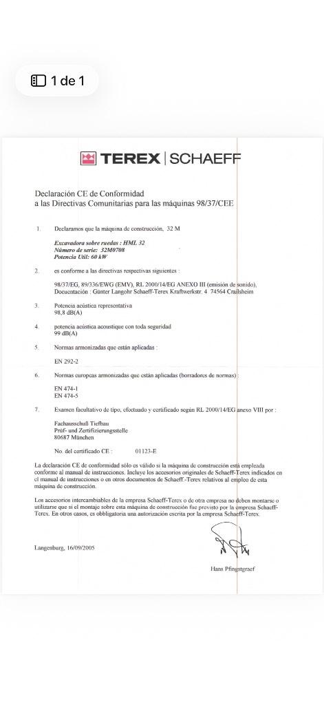 Terex HML 32 Excavadoras de ruedas