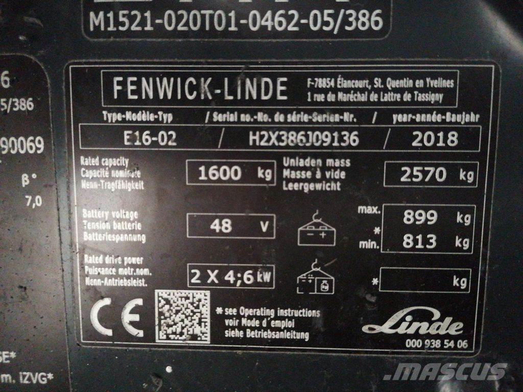 Linde E16-02 Carretillas de horquilla eléctrica