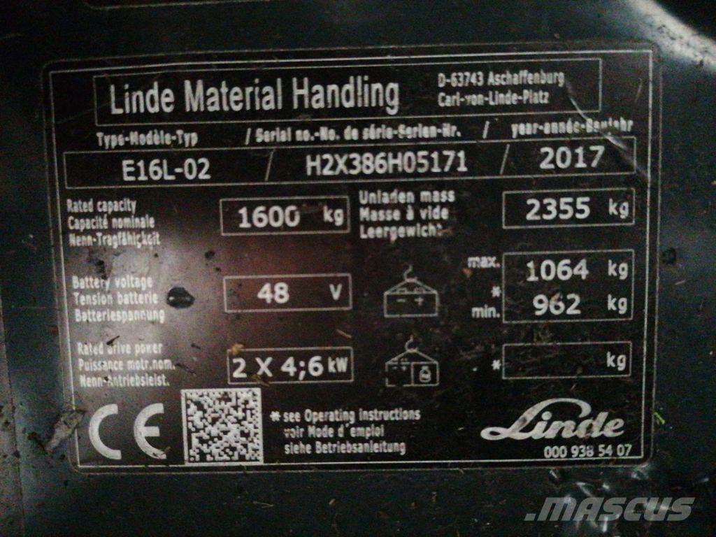 Linde E16L-02 Carretillas de horquilla eléctrica