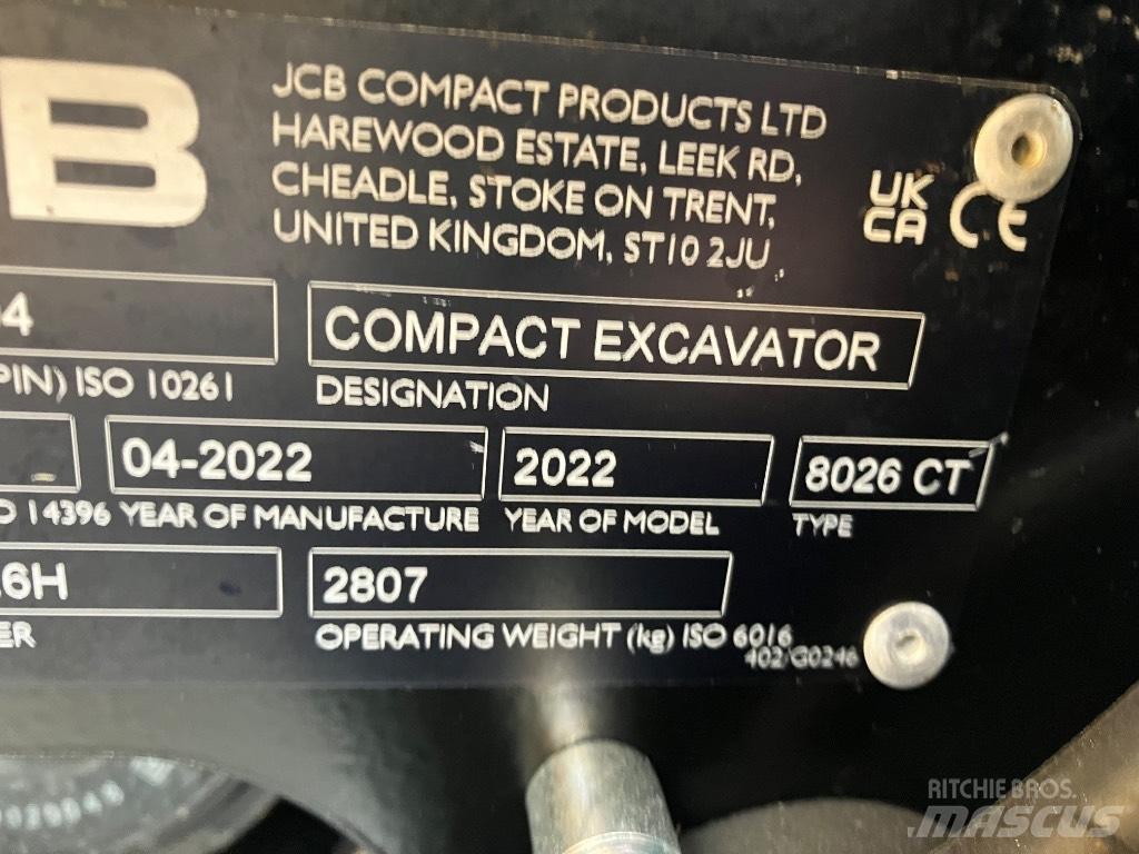JCB 8026 CTS Mini excavadoras < 7t