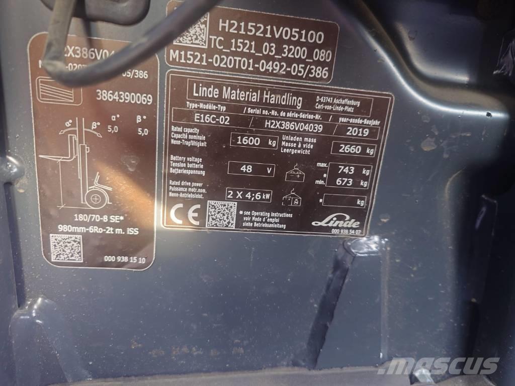 Linde E16C/386 Carretillas de horquilla eléctrica