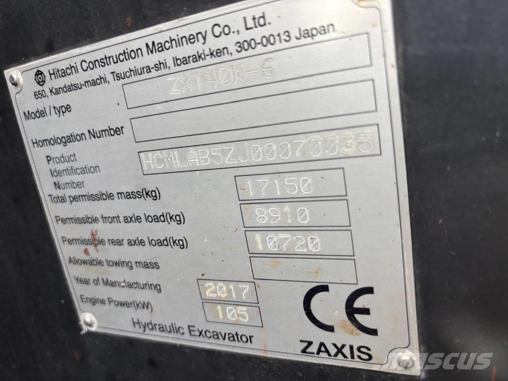 Hitachi ZX 140 W-6 Excavadoras de ruedas