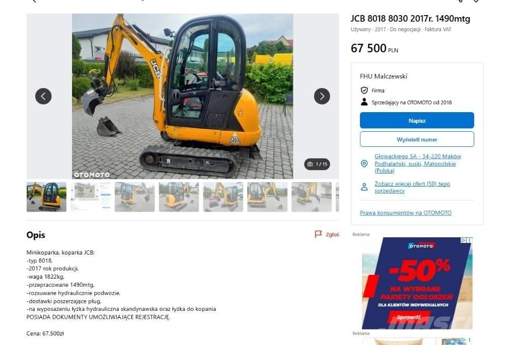 JCB 8030 Mini excavadoras < 7t