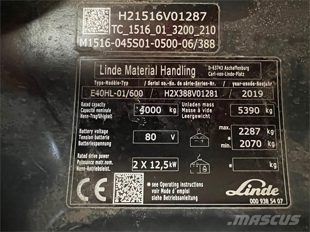 Linde E 40/600 HL Carretillas de horquilla eléctrica