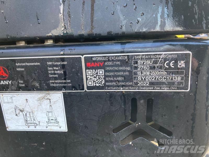 Sany SY26U Mini excavadoras < 7t