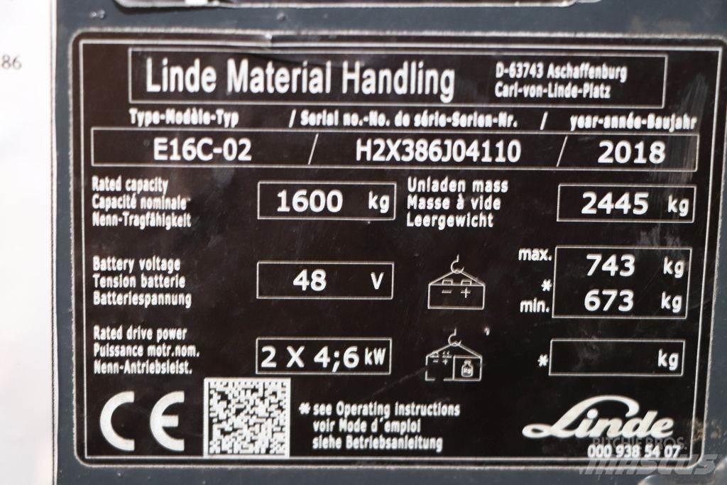 Linde E16C-02 Carretillas de horquilla eléctrica