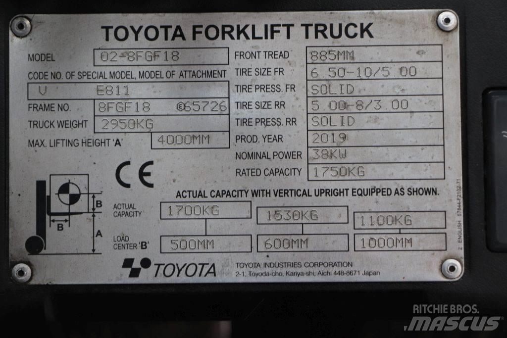 Toyota 02-8FGF18 Carretillas LPG