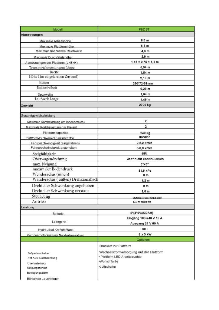 Fronteq FBZ-6T Otras plataformas elevadoras