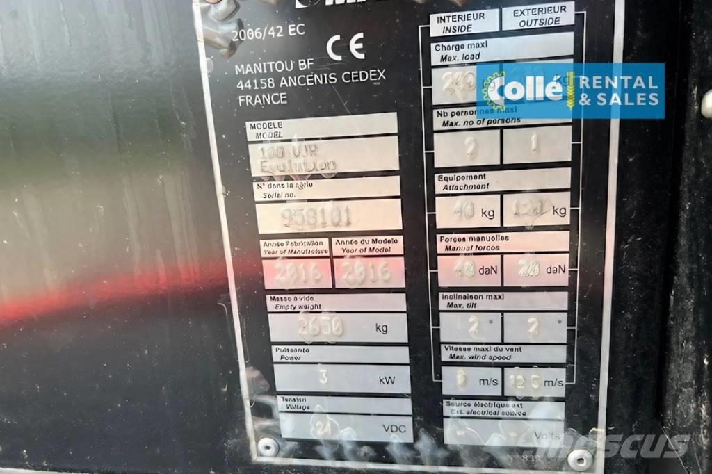 Manitou 100 VJR | 2014 Plataforma de trabajo articulada