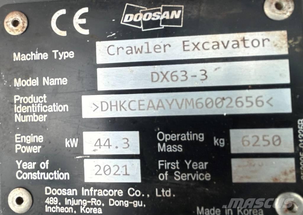Doosan DX63-3 Excavadoras de cadenas
