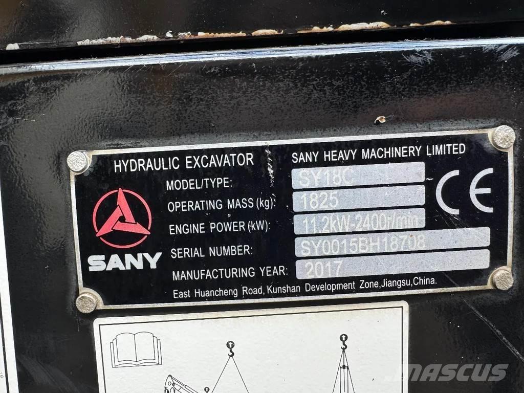 Sany SY18C Mini excavadoras < 7t