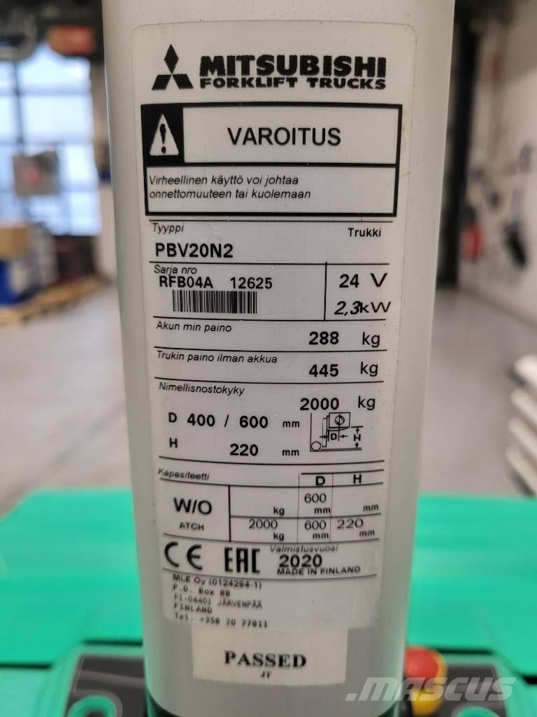 Mitsubishi PBV 20 N2 Transpaletas Eléctricas con plataforma