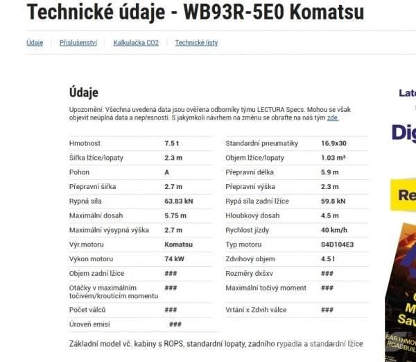Komatsu WB 93 R Retrocargadoras