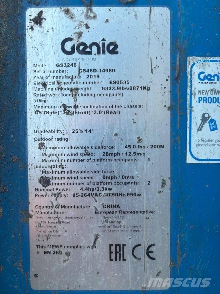 Genie GS 3246 Plataformas tijera