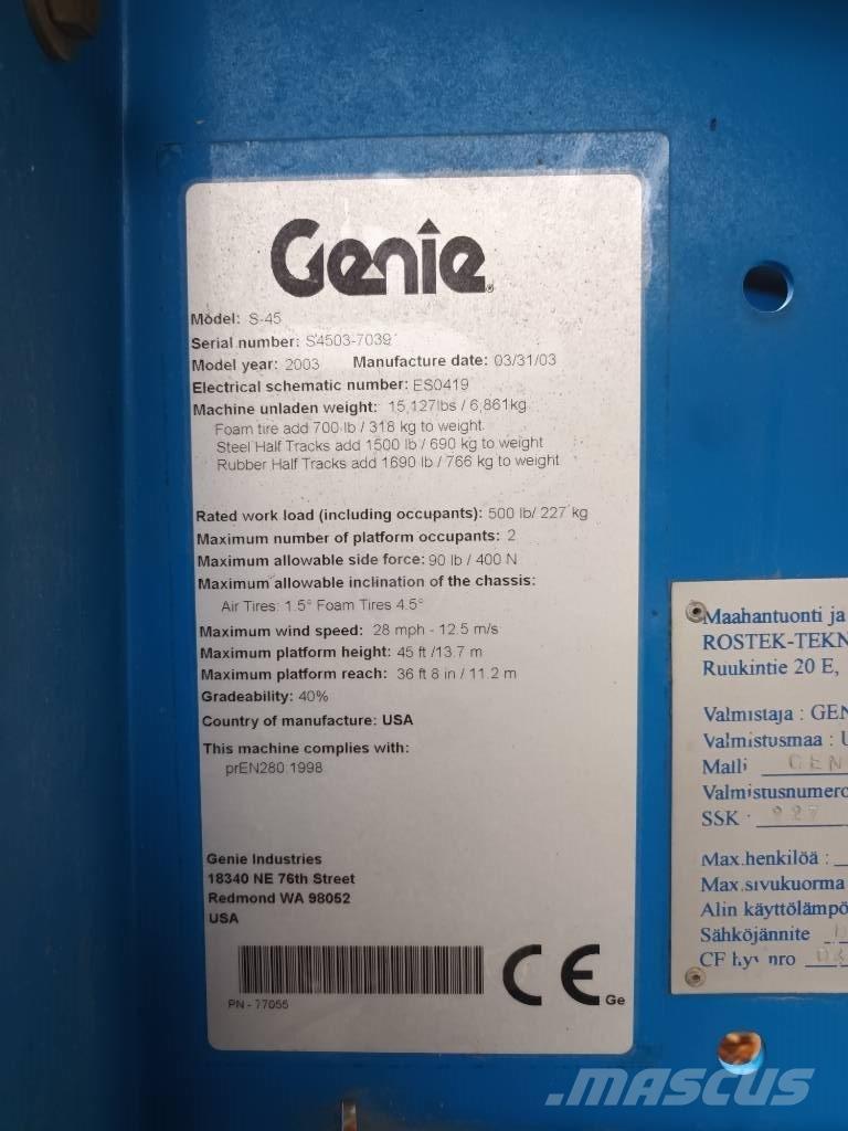 Genie S 45 RT Plataformas de trabajo telescópica