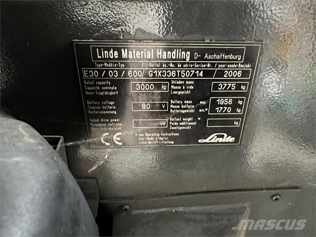 Linde E30 / 03 / 600 Carretillas de horquilla eléctrica