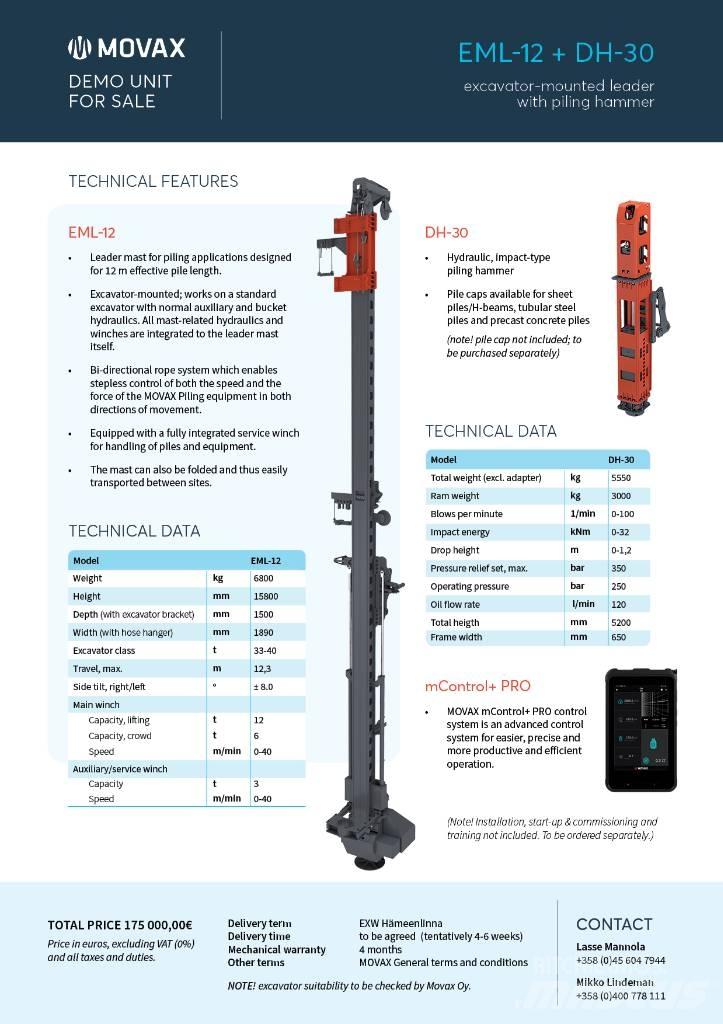 Movax EML-12 & DH-30 Martillos hidráulicos