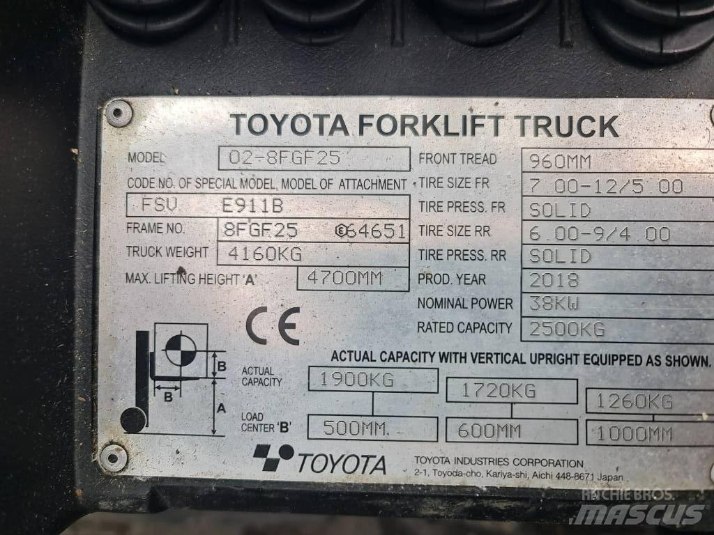 Toyota 02-8 FGF25 Carretillas LPG